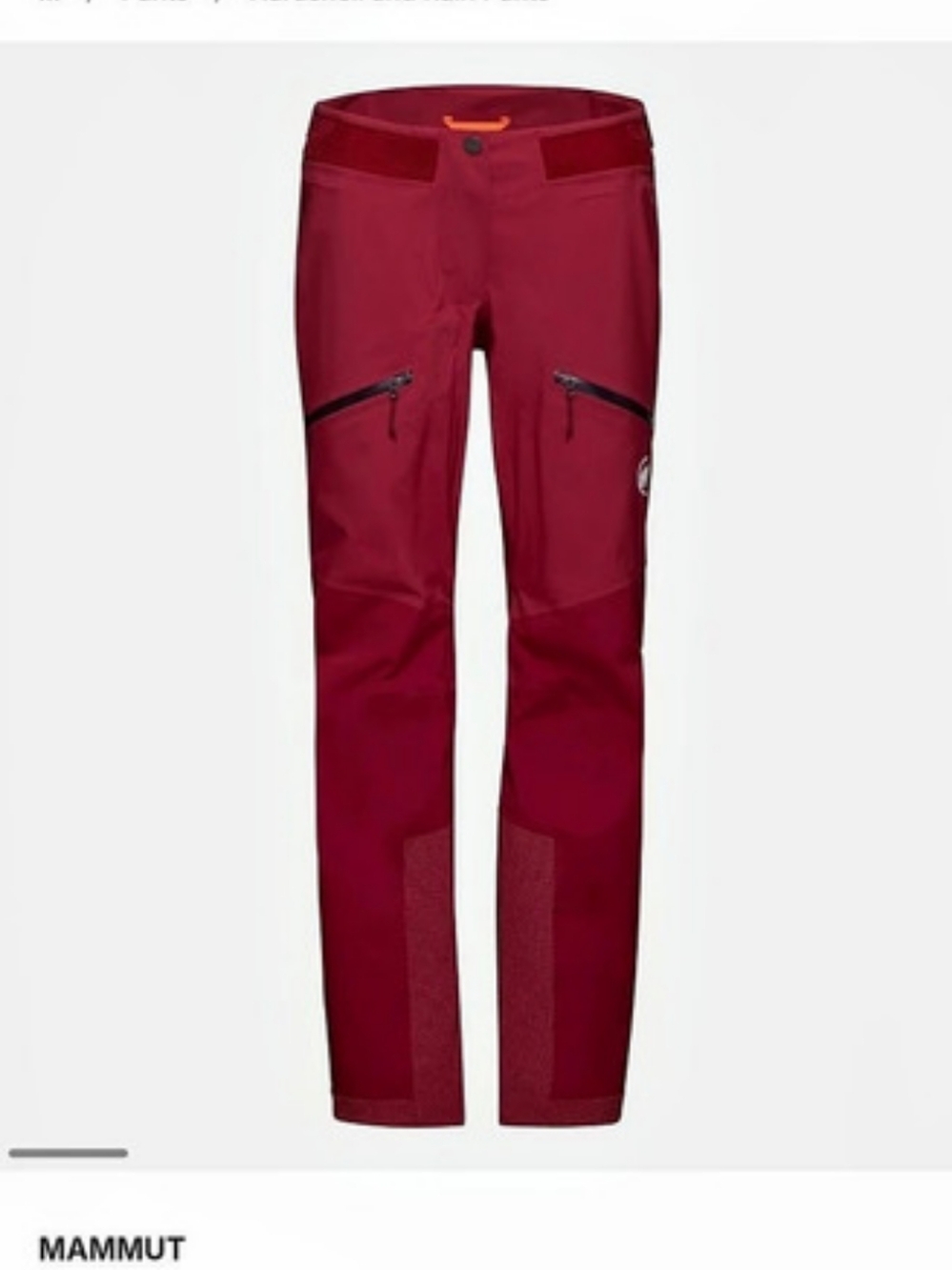 Mammut Taiss Pro Hardshell Pants Red Hardshell Ski Pants EU 42 Like New